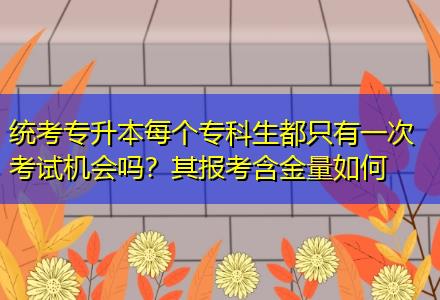 統考專升本每個?？粕贾挥幸淮慰荚嚈C會嗎？其報考含金量如何