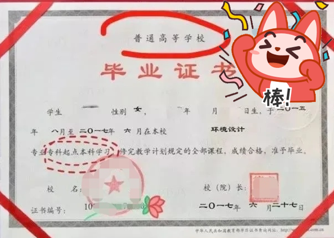 不同類型專升本畢業證圖片展示