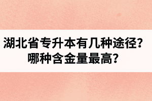 湖北省專升本有幾種途徑？哪種含金量最高？