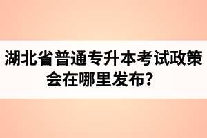 湖北省普通專升本考試政策會在哪里發布？以哪里的信息為準？