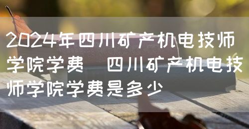 2024年四川礦產機電技師學院學費（四川礦產機電技師學院學費是多少）(圖1)