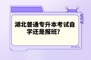 湖北普通專升本考試自學還是報班？