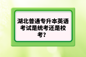 湖北普通專升本英語考試是統考還是?？?？