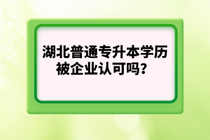 湖北普通專升本學歷被企業認可嗎？
