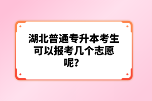 湖北普通專升本考生可以報考幾個志愿呢？