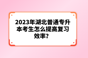 2023年湖北普通專升本考生怎么提高復習效率？