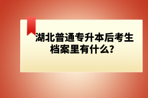 湖北普通專升本后考生檔案里有什么？
