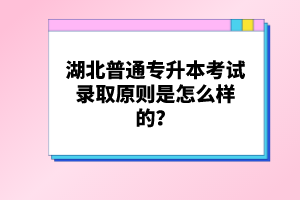 湖北普通專升本考試錄取原則是怎么樣的？