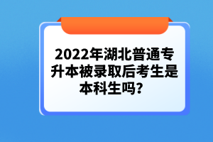 2022年湖北普通專升本被錄取后考生是本科生嗎？