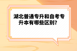 湖北普通專升和自考專升本有哪些區別？