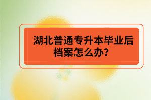 湖北普通專升本畢業后檔案怎么辦？