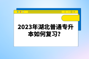 2023年湖北普通專升本如何復習？