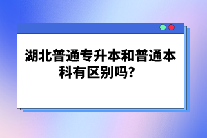 湖北普通專升本和普通本科有區別嗎？