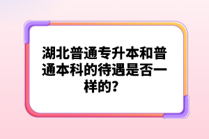 湖北普通專升本和普通本科的待遇是否一樣的？