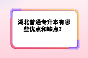 湖北普通專升本有哪些優點和缺點？