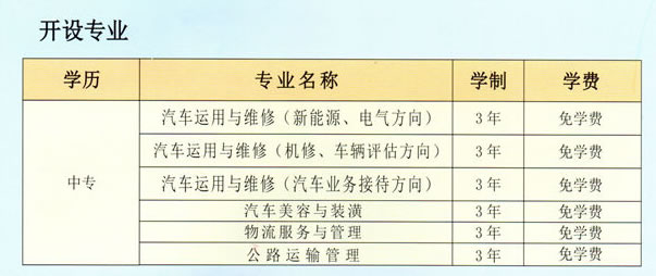 福建交通職業技術學校招生專業