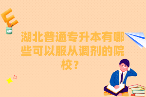 湖北普通專升本有哪些可以服從調劑的院校？