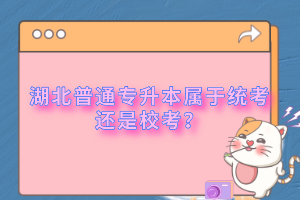 湖北普通專升本屬于統考還是?？?？