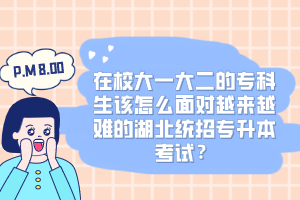 在校大一大二的?？粕撛趺疵鎸υ絹碓诫y的湖北統招專升本考試？