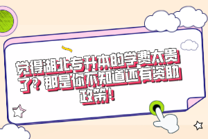 覺得湖北專升本的學費太貴了？那是你不知道還有資助政策！
