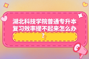 湖北科技學院普通專升本復習效率提不起來怎么辦？