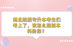 湖北統招專升本考生們考上了，該怎么規劃本科階段？
